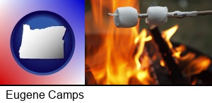 Eugene, Oregon - roasting marshmallows on a camp fire
