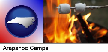 roasting marshmallows on a camp fire in Arapahoe, NC