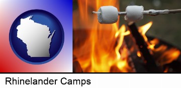 roasting marshmallows on a camp fire in Rhinelander, WI